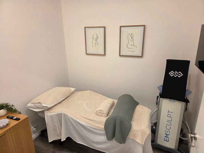The Emsculpt treatment room at The Effortless Clinic in Gungahlin, Canberra