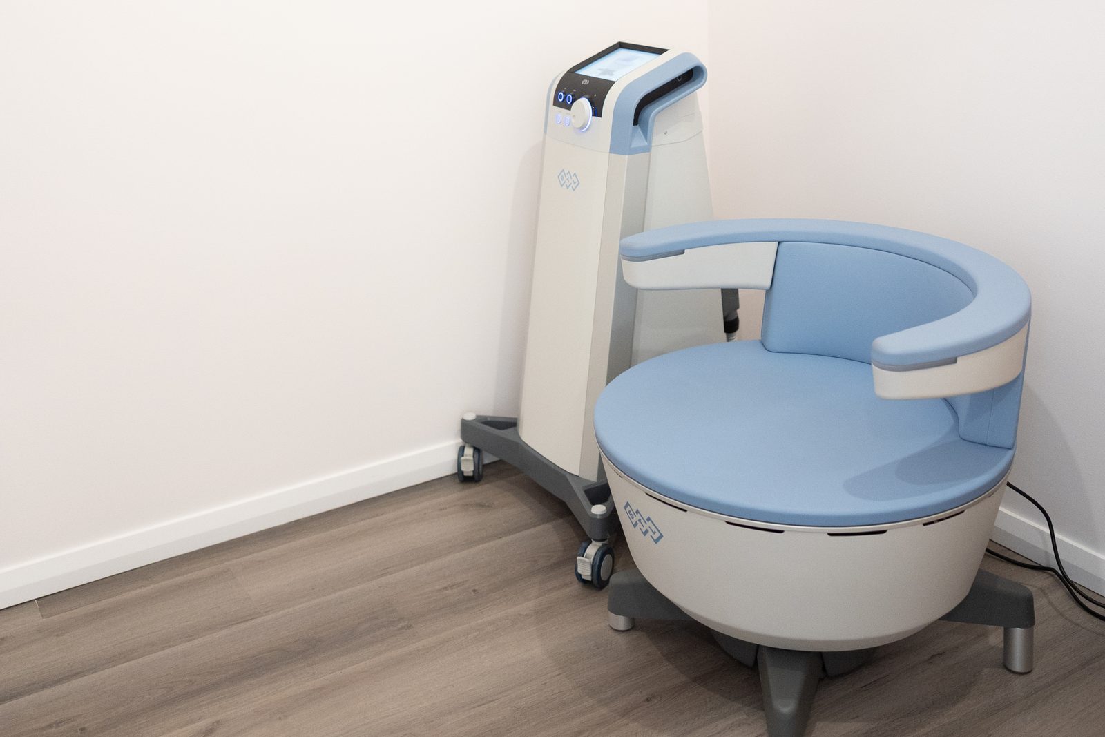 The Emsella chair in a private treatment room at The Effortless Clinic in Gungahlin